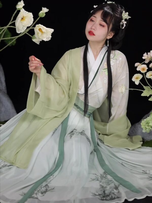 Authentic Hanfu Women's Song Dynasty Cross-Collar Waistcoat Skirt - Elegant and Ethereal