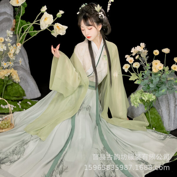 Authentic Hanfu Women's Song Dynasty Cross-Collar Waistcoat Skirt - Elegant and Ethereal