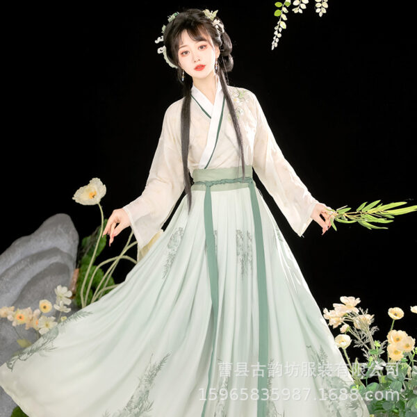 Authentic Hanfu Women's Song Dynasty Cross-Collar Waistcoat Skirt - Elegant and Ethereal
