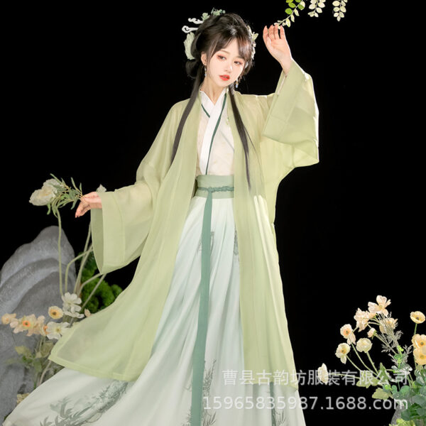 Authentic Hanfu Women's Song Dynasty Cross-Collar Waistcoat Skirt - Elegant and Ethereal
