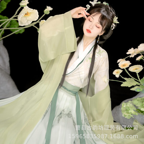 Authentic Hanfu Women's Song Dynasty Cross-Collar Waistcoat Skirt - Elegant and Ethereal