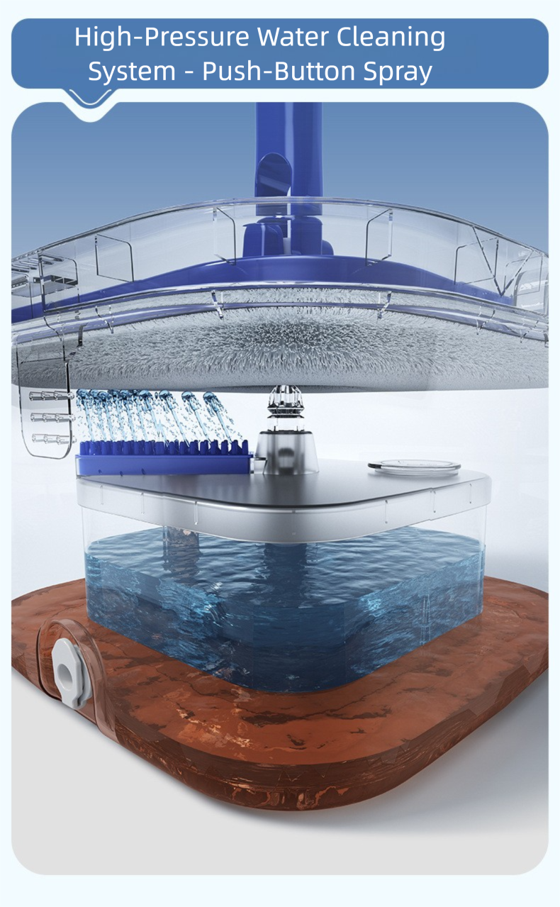 Dual-use Rotating Mop with Wet and Dry Function, Hands-Free Washing, Household Mop Bucket with Automatic Spin-Dry, Lazy Mop