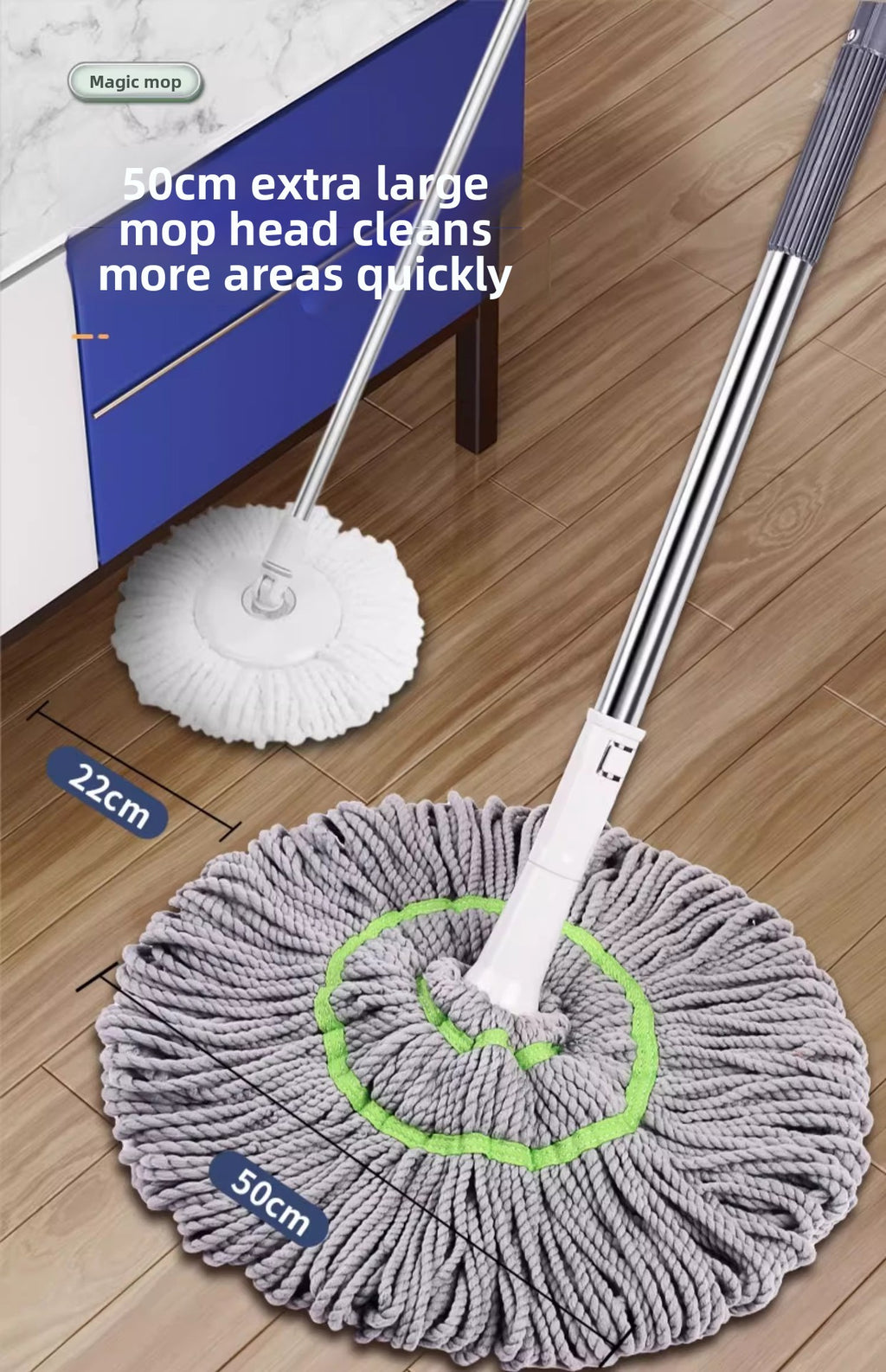 2025 New Model Mop Hands-Free Self-Wringing Household One-Push Clean Rotating Lazy Mop Automatic Water-Removing Floor Mop