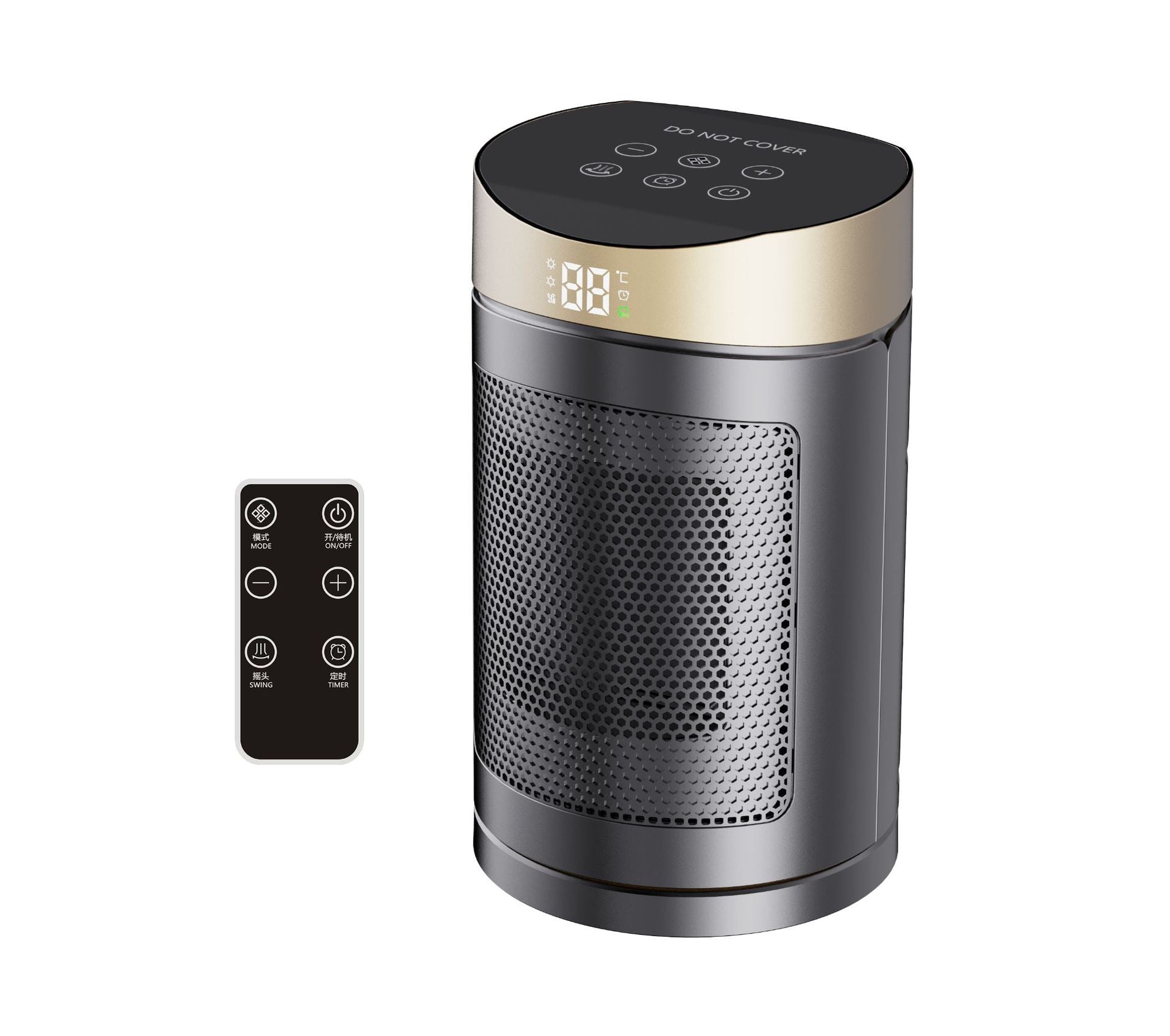 Cross-Border New Model Warm Air Blower Household Touch Screen Remote Control Heater Desktop Electric Heater Small Sun Heater