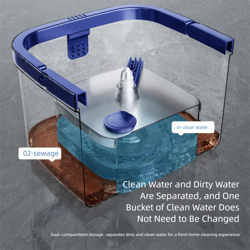 Dual-use Rotating Mop with Wet and Dry Function, Hands-Free Washing, Household Mop Bucket with Automatic Spin-Dry, Lazy Mop