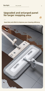 Chenille Hands-Free Mop 45CM Flat Mop Dry and Wet Dual-Use Lazy Household Large Floor Mop with Foldable Bucket