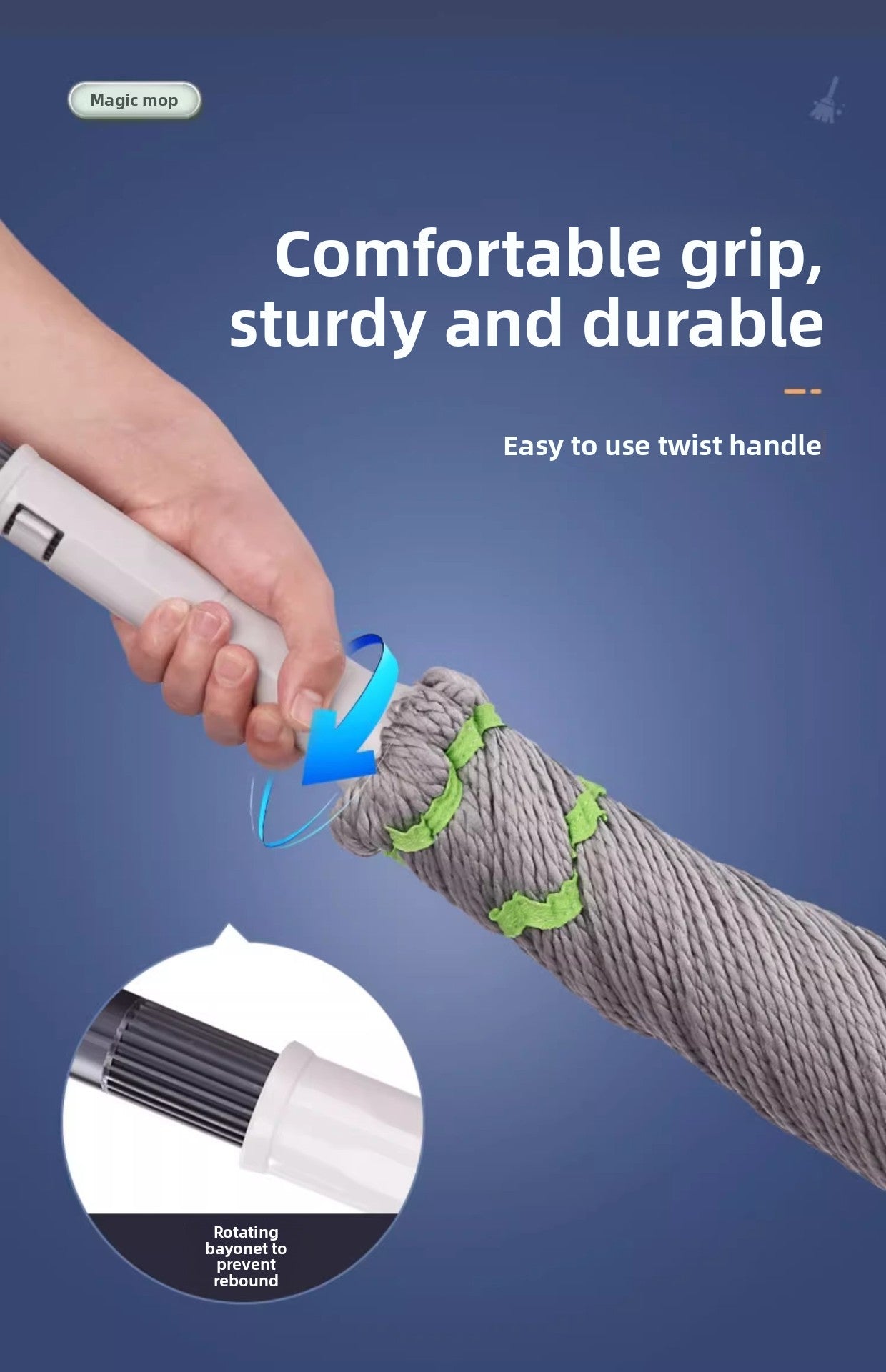 2025 New Model Mop Hands-Free Self-Wringing Household One-Push Clean Rotating Lazy Mop Automatic Water-Removing Floor Mop