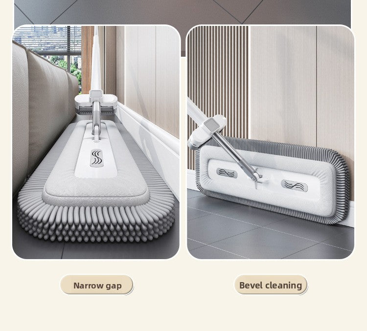 Chenille Hands-Free Mop 45CM Flat Mop Dry and Wet Dual-Use Lazy Household Large Floor Mop with Foldable Bucket