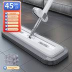 Chenille Hands-Free Mop 45CM Flat Mop Dry and Wet Dual-Use Lazy Household Large Floor Mop with Foldable Bucket