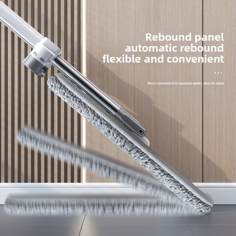 Chenille Hands-Free Mop 45CM Flat Mop Dry and Wet Dual-Use Lazy Household Large Floor Mop with Foldable Bucket