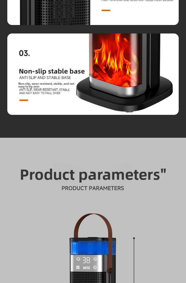 Cross-Border In-Stock Warm Air Blower Household Heater Intelligent Voice Vertical PTC Heater Fast Heating Electric Heater New Product