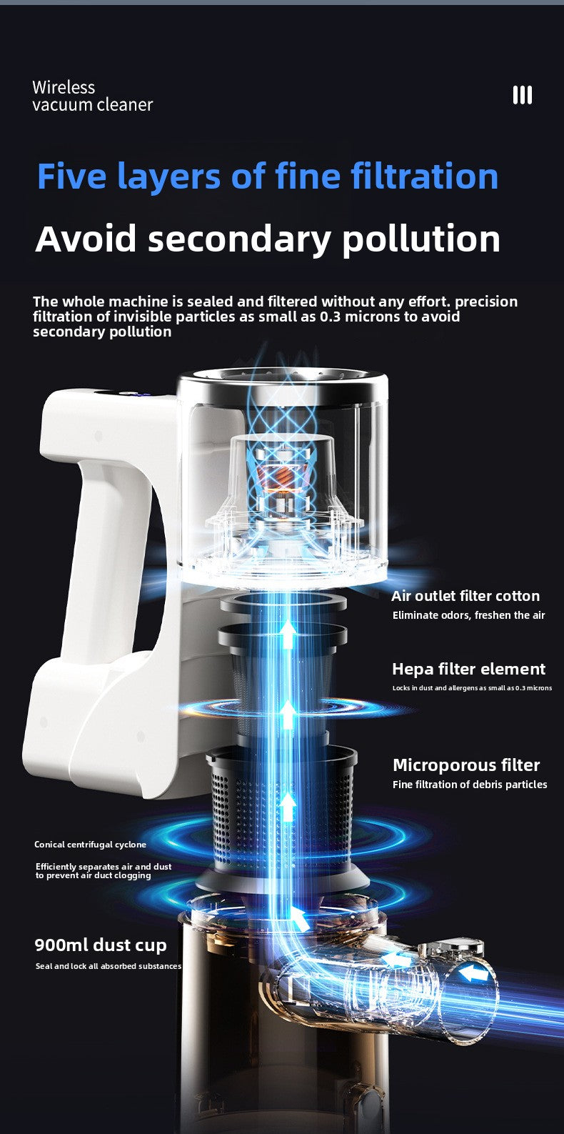 Cross-Border New Wireless Vacuum Cleaner for Home Use, High Suction Power, Vacuum and Mop Integrated, Convenient Handheld Vacuum Cleaner with Floor Brush