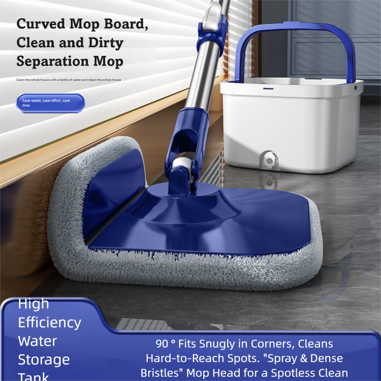 Dual-use Rotating Mop with Wet and Dry Function, Hands-Free Washing, Household Mop Bucket with Automatic Spin-Dry, Lazy Mop