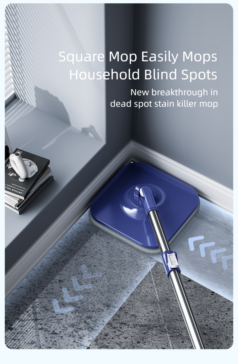 Dual-use Rotating Mop with Wet and Dry Function, Hands-Free Washing, Household Mop Bucket with Automatic Spin-Dry, Lazy Mop