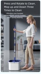 Dual-use Rotating Mop with Wet and Dry Function, Hands-Free Washing, Household Mop Bucket with Automatic Spin-Dry, Lazy Mop