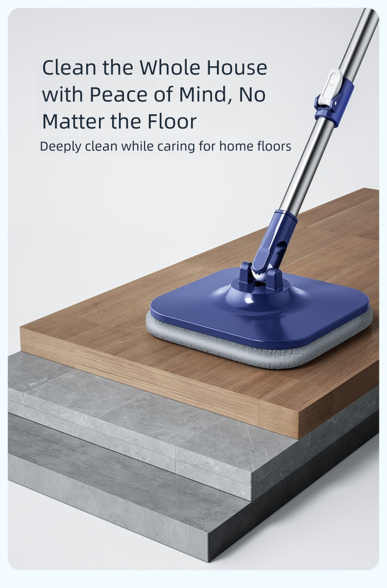 Dual-use Rotating Mop with Wet and Dry Function, Hands-Free Washing, Household Mop Bucket with Automatic Spin-Dry, Lazy Mop