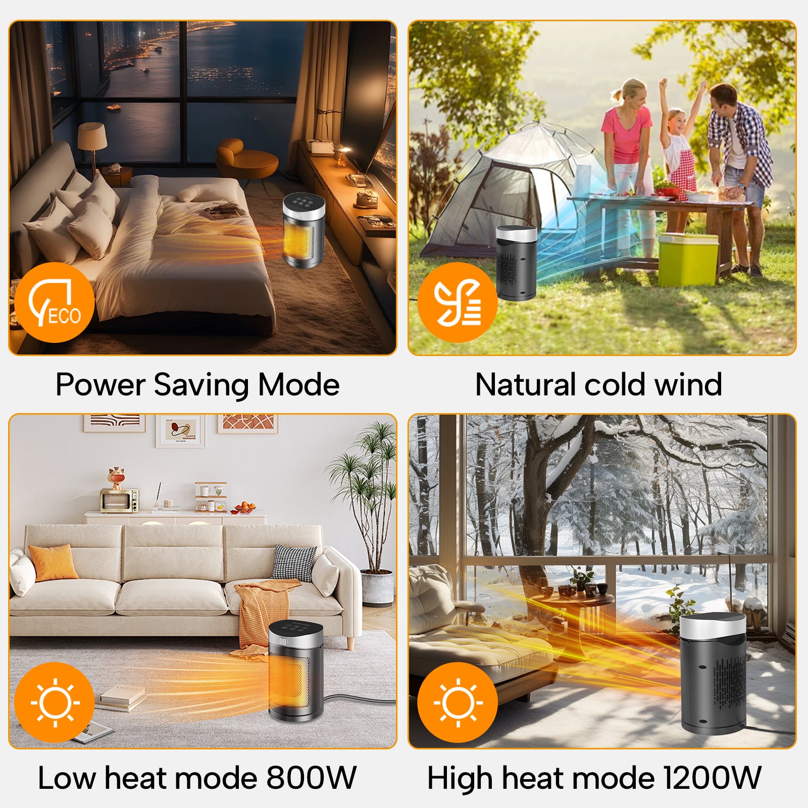 Cross-Border New Model Warm Air Blower Household Touch Screen Remote Control Heater Desktop Electric Heater Small Sun Heater