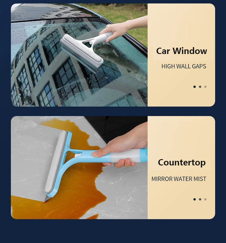 OCEUNI 3-in-1 Multi-Functional Water-Spraying Window Cleaner With Sponge & Silicone Squeegee - Removes Water Stains Cleaning Tool