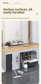 Chenille Hands-Free Mop 45CM Flat Mop Dry and Wet Dual-Use Lazy Household Large Floor Mop with Foldable Bucket