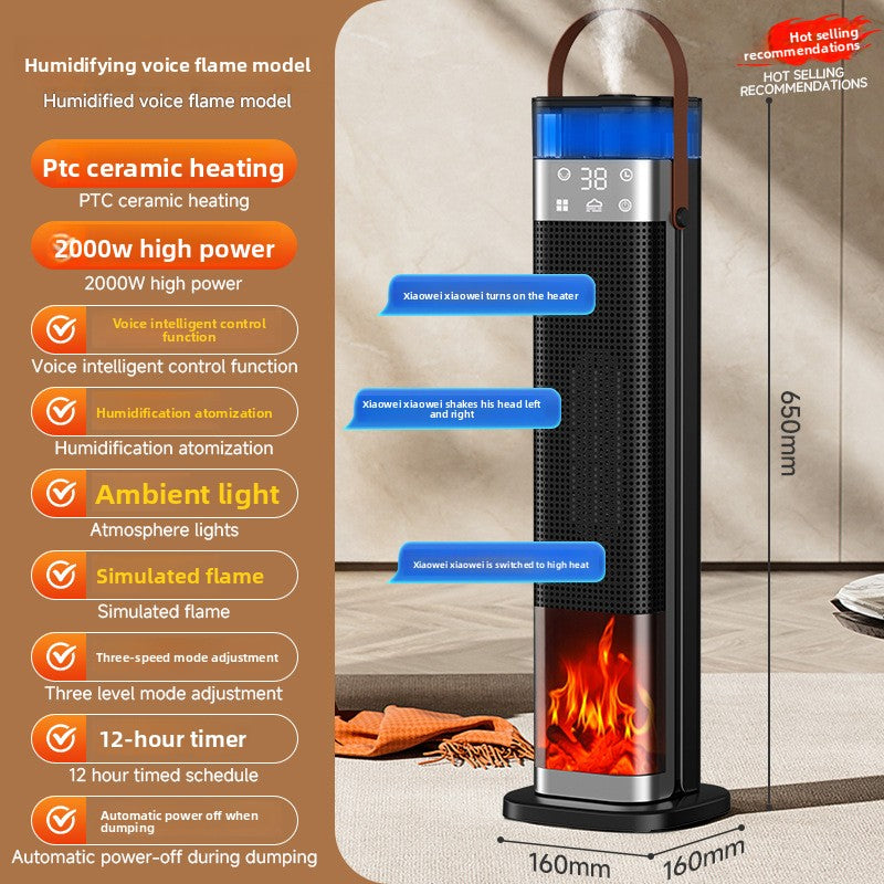 Cross-Border In-Stock Warm Air Blower Household Heater Intelligent Voice Vertical PTC Heater Fast Heating Electric Heater New Product