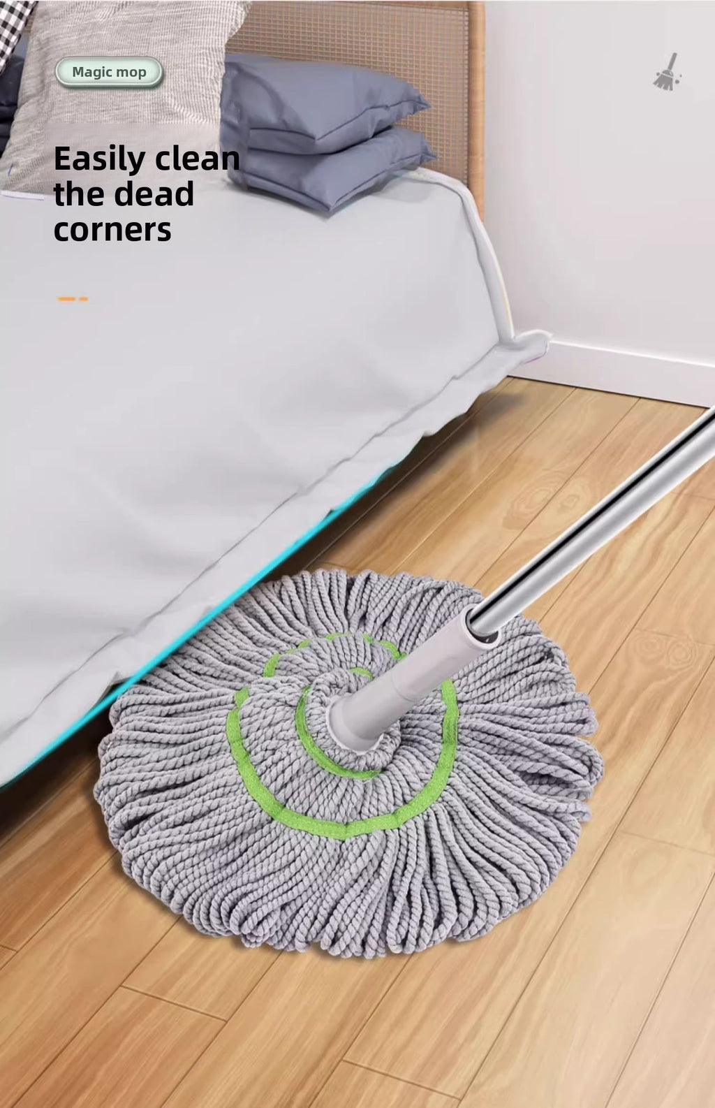 2025 New Model Mop Hands-Free Self-Wringing Household One-Push Clean Rotating Lazy Mop Automatic Water-Removing Floor Mop