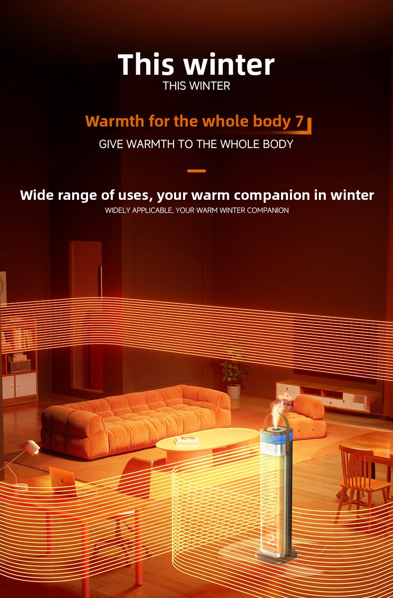 Cross-Border In-Stock Warm Air Blower Household Heater Intelligent Voice Vertical PTC Heater Fast Heating Electric Heater New Product