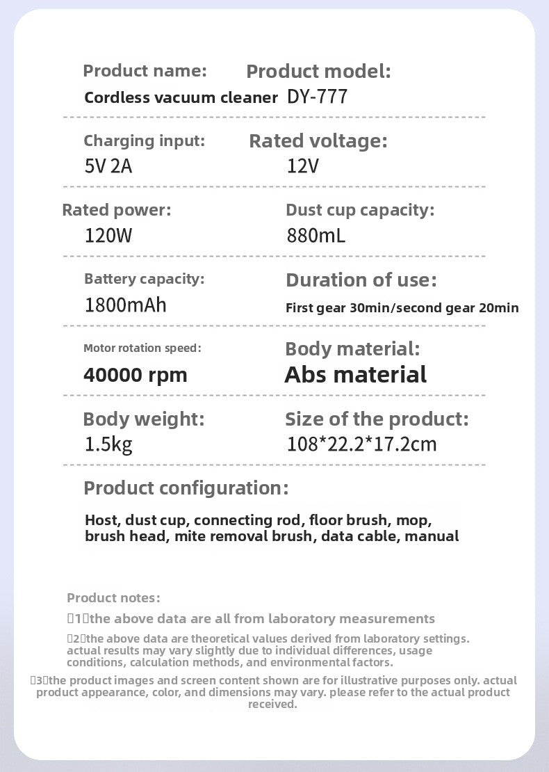 Cross-Border New Wireless Vacuum Cleaner for Home Use, High Suction Power, Vacuum and Mop Integrated, Convenient Handheld Vacuum Cleaner with Floor Brush