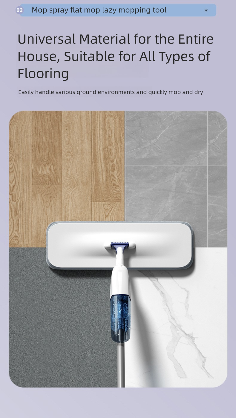 Thickened and Sturdy Hands-Free Household One-Spray Nano Spray Flat Mop Lazy Mop Floor Cleaning Mop