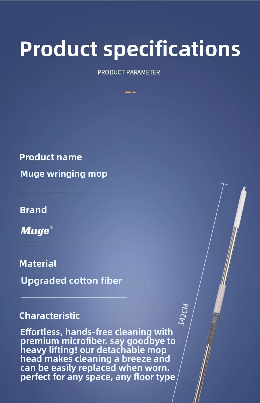 2025 New Model Mop Hands-Free Self-Wringing Household One-Push Clean Rotating Lazy Mop Automatic Water-Removing Floor Mop