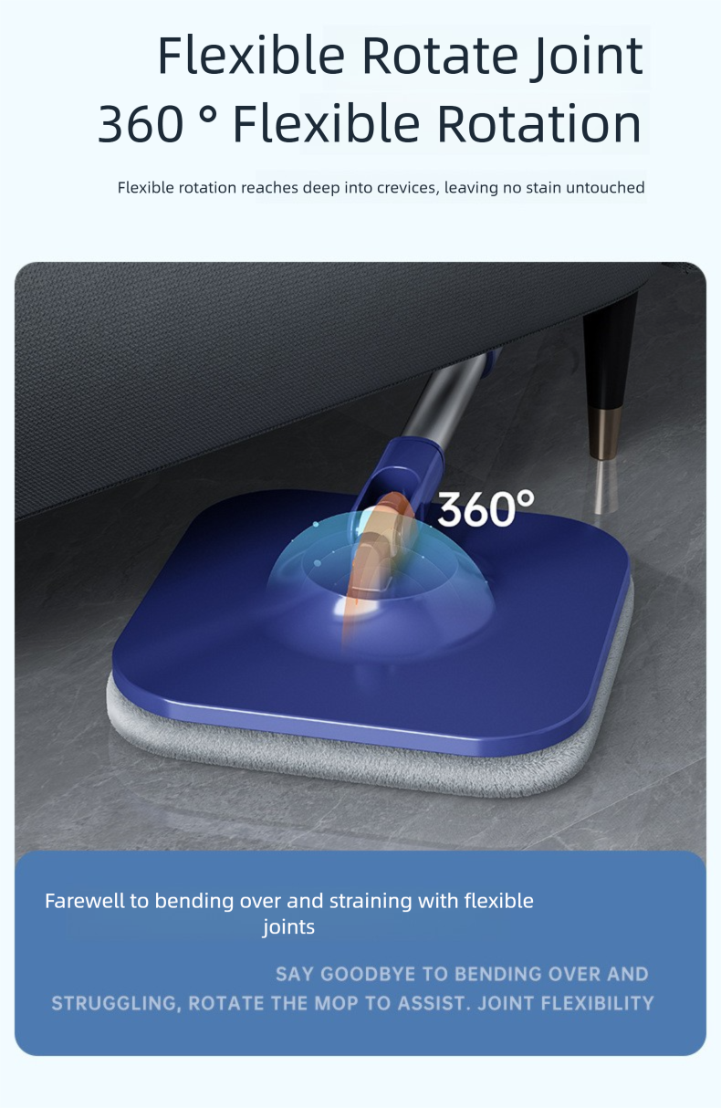 Dual-use Rotating Mop with Wet and Dry Function, Hands-Free Washing, Household Mop Bucket with Automatic Spin-Dry, Lazy Mop