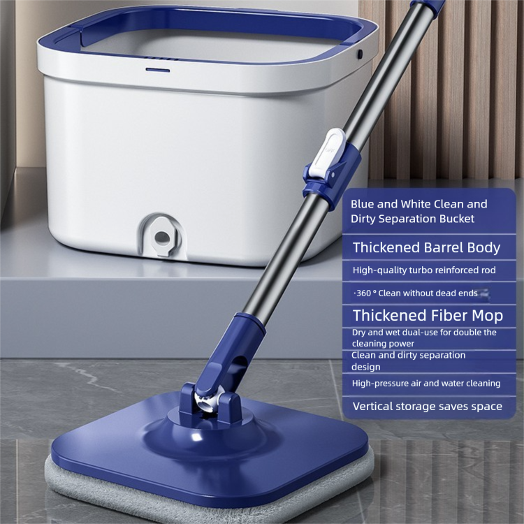 Dual-use Rotating Mop with Wet and Dry Function, Hands-Free Washing, Household Mop Bucket with Automatic Spin-Dry, Lazy Mop