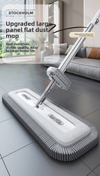 Chenille Hands-Free Mop 45CM Flat Mop Dry and Wet Dual-Use Lazy Household Large Floor Mop with Foldable Bucket