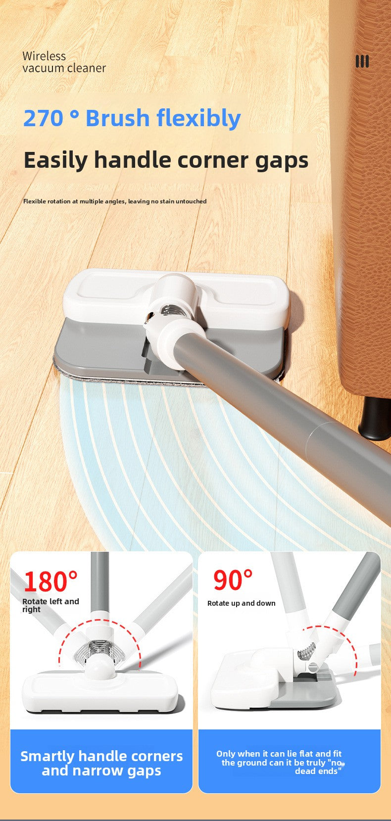 Cross-Border New Wireless Vacuum Cleaner for Home Use, High Suction Power, Vacuum and Mop Integrated, Convenient Handheld Vacuum Cleaner with Floor Brush