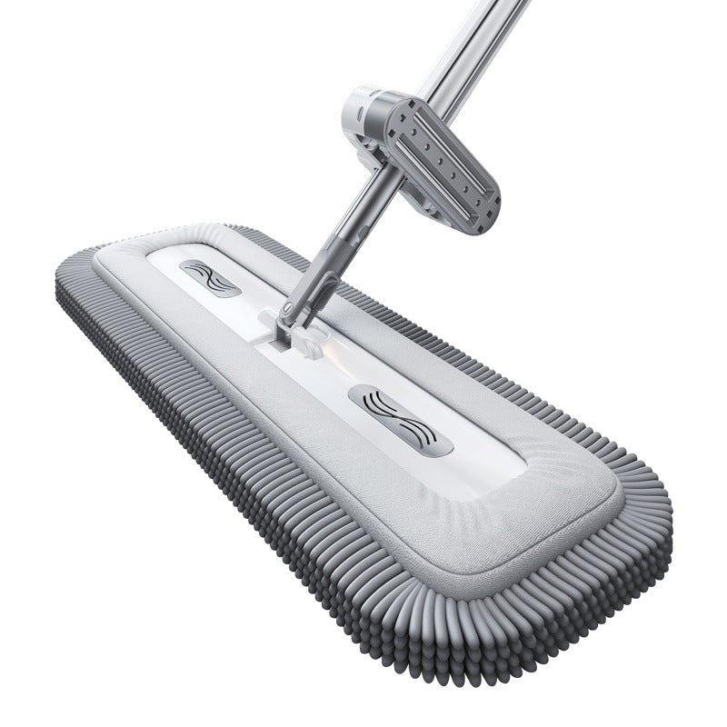 Chenille Hands-Free Mop 45CM Flat Mop Dry and Wet Dual-Use Lazy Household Large Floor Mop with Foldable Bucket