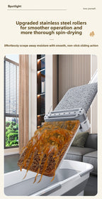 Chenille Hands-Free Mop 45CM Flat Mop Dry and Wet Dual-Use Lazy Household Large Floor Mop with Foldable Bucket