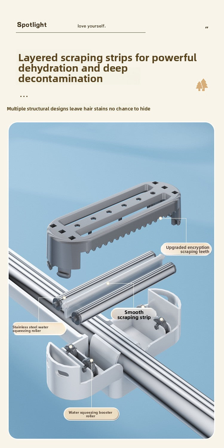 Chenille Hands-Free Mop 45CM Flat Mop Dry and Wet Dual-Use Lazy Household Large Floor Mop with Foldable Bucket