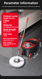 New Lazy Rotating Mop for Home Use, Automatic Mop Bucket, Hands-Free Cleaning, One-Sweep Clean, Dry and Wet Dual-Use Mop