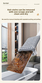 Chenille Hands-Free Mop 45CM Flat Mop Dry and Wet Dual-Use Lazy Household Large Floor Mop with Foldable Bucket