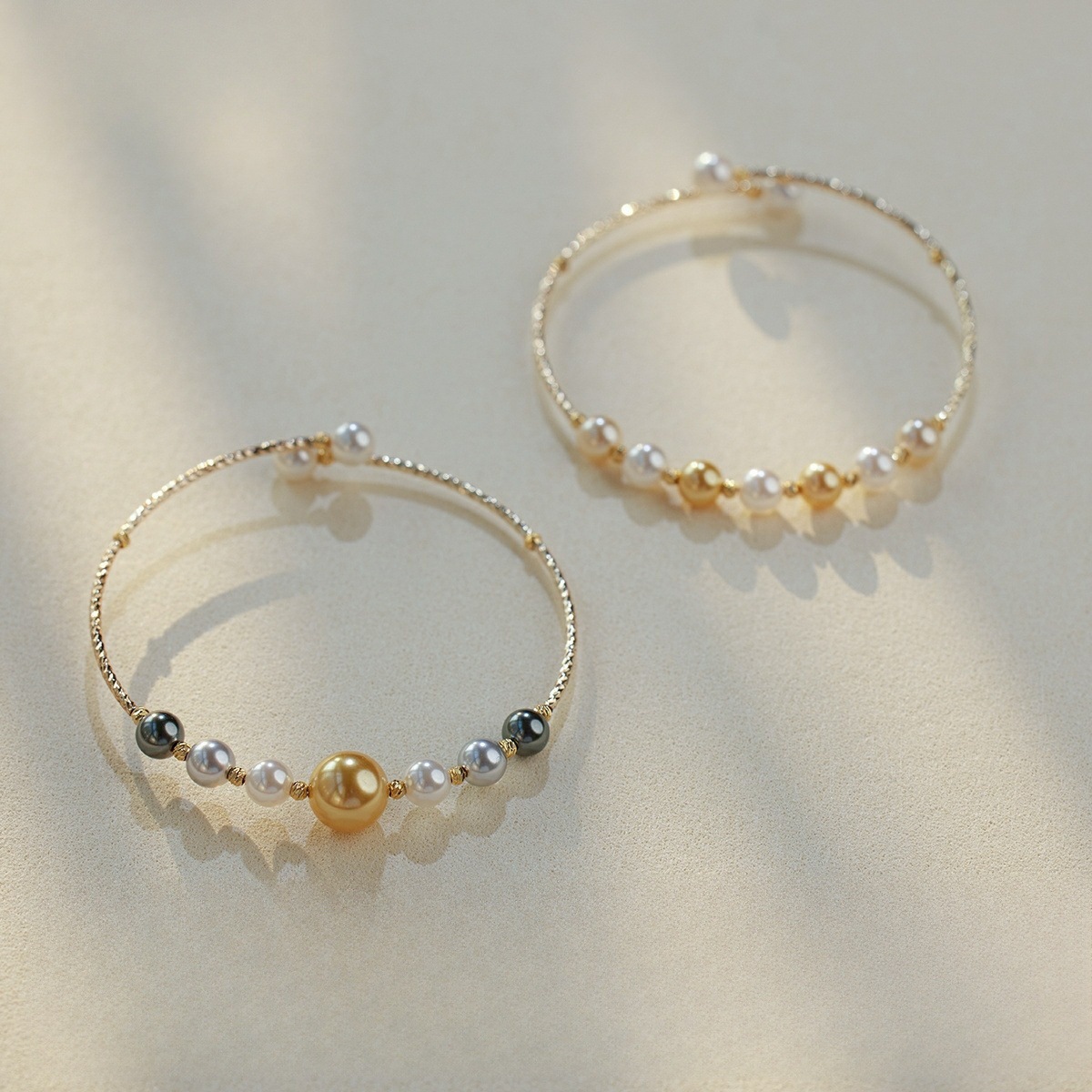 Gold - Tone Imitation Pearl Bracelets with Mixed - Color Beads: Elegant Stackable Jewelry for Women, Ideal for Daily & Casual Wear