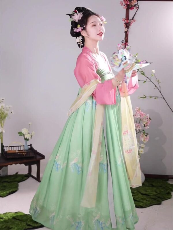 Authentic Hanfu Women's Summer Tang Dynasty Qi Xiong Ru Qun (2023 New Style) - Pink Xi Yao
