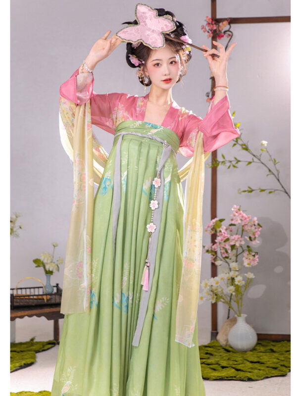 Authentic Hanfu Women's Summer Tang Dynasty Qi Xiong Ru Qun (2023 New Style) - Pink Xi Yao