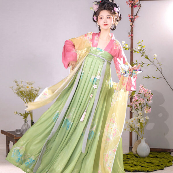 Authentic Hanfu Women's Summer Tang Dynasty Qi Xiong Ru Qun (2023 New Style) - Pink Xi Yao