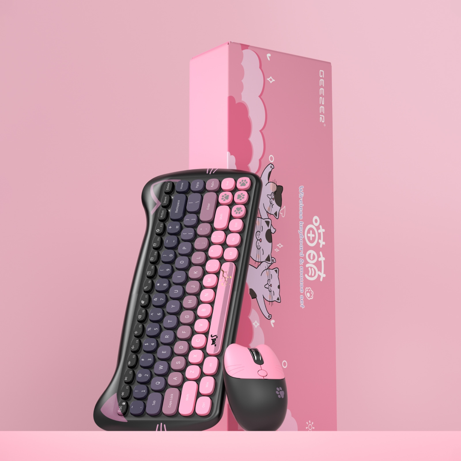 Mofii Cute Wireless Keyboard and Mouse Set for Women - Silent, Portable, and Stylish